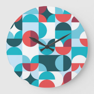 Retro 60er 70er Jahre minimalistisches Muster Große Wanduhr