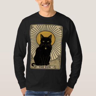 Retro 60er 70er Jahre Vibe Katze Tarot Sonnen Taro T-Shirt