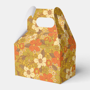 Retro 60er/70er Orange/Olive Green Floral Geschenkschachtel