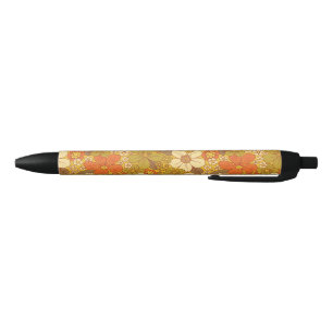 Retro 60er/70er Orange/Olive Green Floral Kugelschreiber