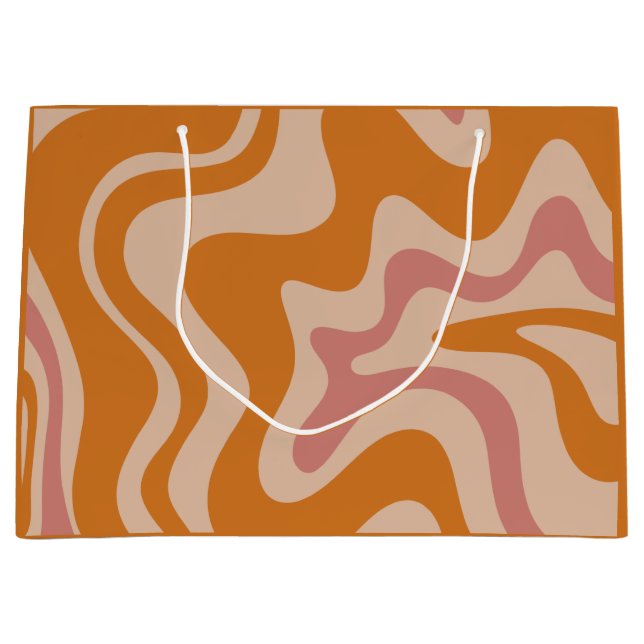 Retro 60er 70er Psychedelic Wirbel Orange Pink Große Geschenktüte (Vorderseite)