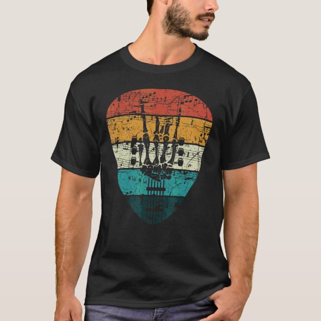 Retro 60er 70er Rock and Roll Skeleton Gitarre T-Shirt (Vorderseite)
