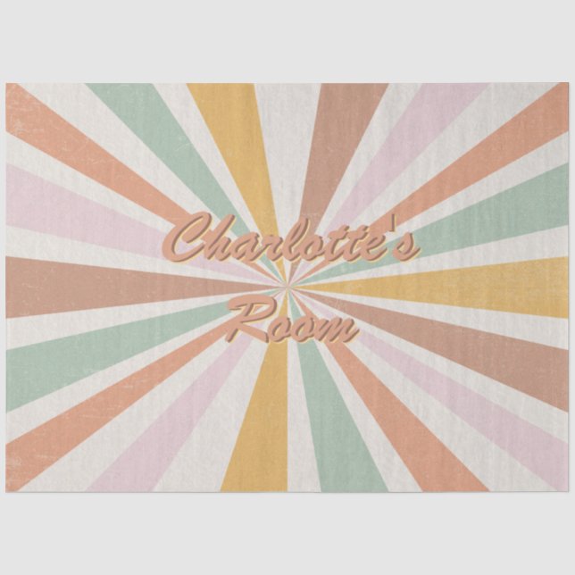 Retro 60er 70er Sunburst Rosa Name Room Decoupage Seidenpapier (Vorderseite)