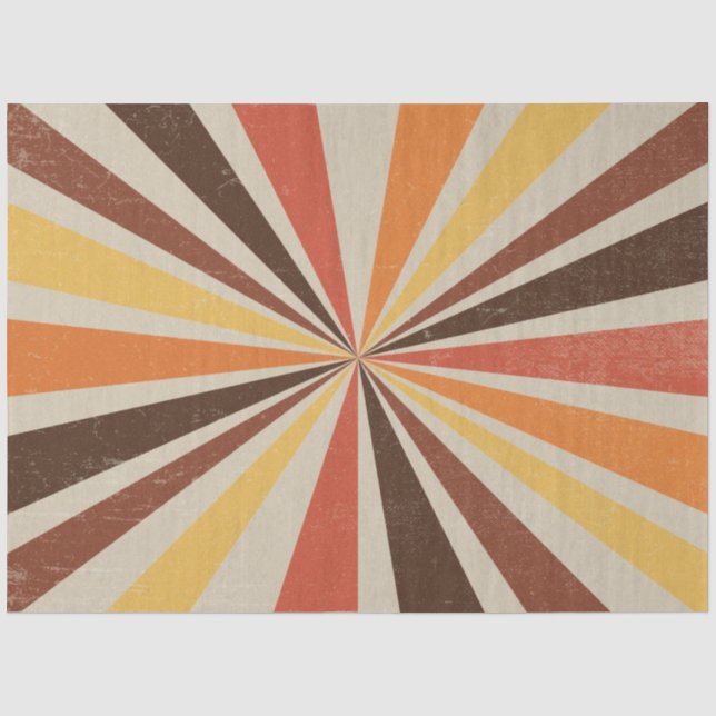 Retro 60er 70er Sunburst Streifen Orange Gold Brow Seidenpapier (Vorderseite)