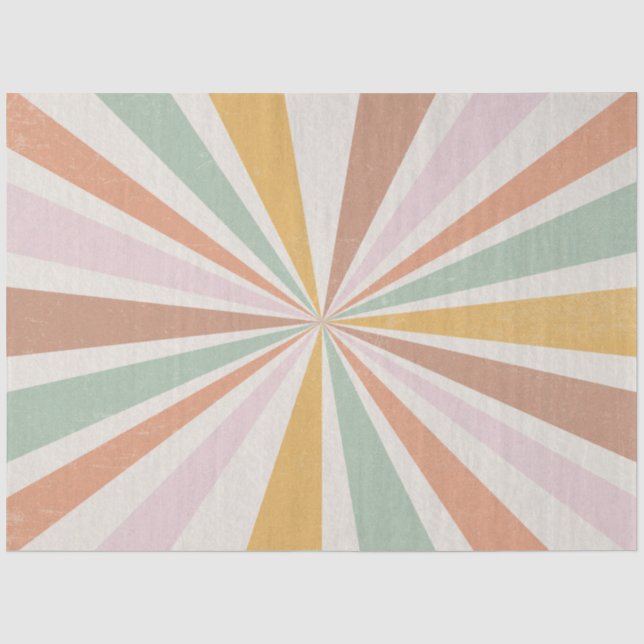 Retro 60er 70er Sunburst Streifen Rosa Minze Gold Seidenpapier (Vorderseite)