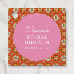 Retro 60er Blume Orange Rosa Brautparty Custom Geschenkanhänger