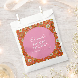 Retro 60er Blume Orange Rosa Brautparty Custom Geschenktütchen