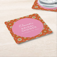Retro 60er Blume Orange Rosa Brautparty Custom