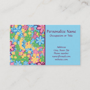 Retro 60er Blume Power Blue Lila Trendy Visitenkarte