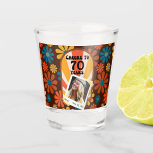 Retro 60er Blume Power jubelt zu Jahren Schnapsglas