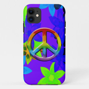 Retro 60er Blume Power Peace Signature iPhone Case