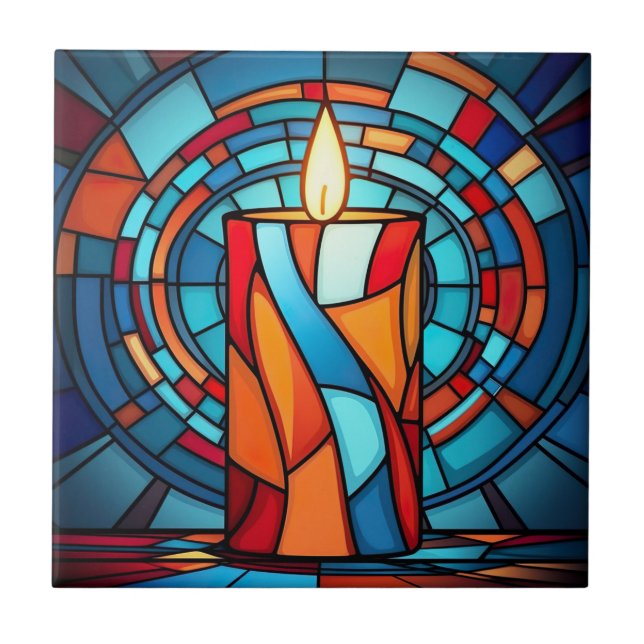 Retro 60er Christmas Candle Fliese (Vorderseite)