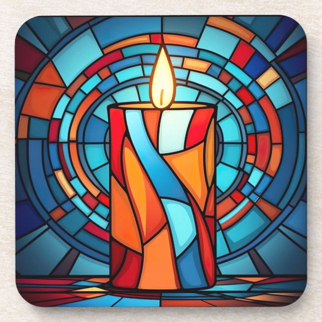 Retro 60er Christmas Candle Getränkeuntersetzer (Vorderseite)