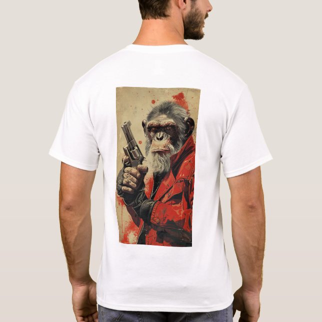 Retro 60er Comic Style Monkey Movie Poster T-Shirt (Rückseite)