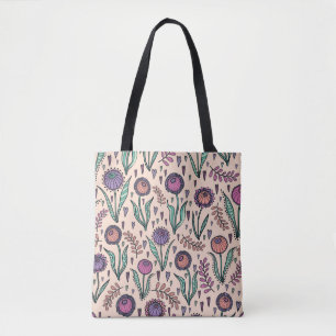 Retro 60er Floral: Muster der Wohngestaltung Tasche