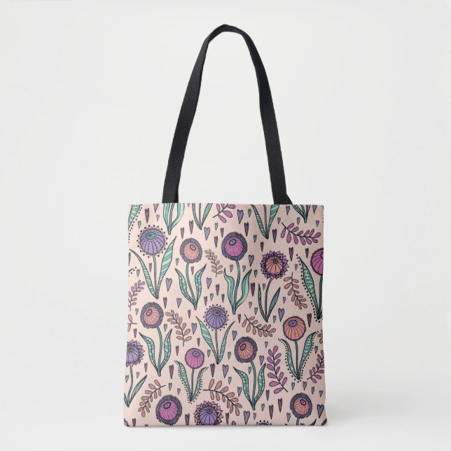 Retro 60er Floral: Muster der Wohngestaltung Tasche (Vorderseite)