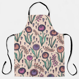 Retro 60er floral. Vintage Handdarstellung Schürze