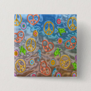Retro 60er Friedlich Ocean Life Apparel Geschenke Button