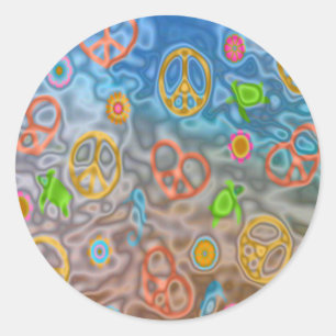 Retro 60er Friedlich Ocean Life Apparel Geschenke Runder Aufkleber