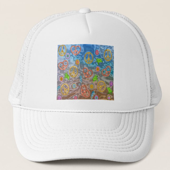 Retro 60er Friedlich Ocean Life Apparel Geschenke Truckerkappe (Vorderseite)