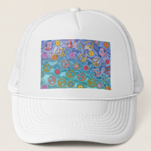 Retro 60er Friedlich Ocean Waves Apparel Geschenke Truckerkappe