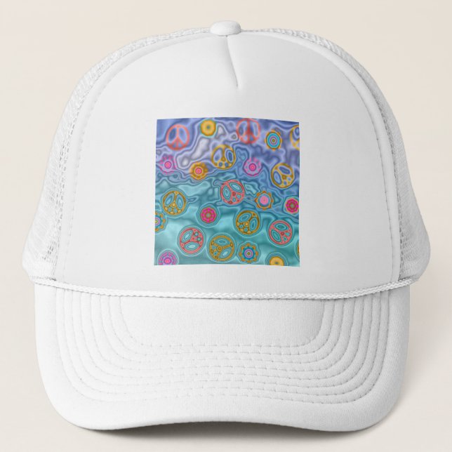 Retro 60er Friedlich Ocean Waves Apparel Geschenke Truckerkappe (Vorderseite)