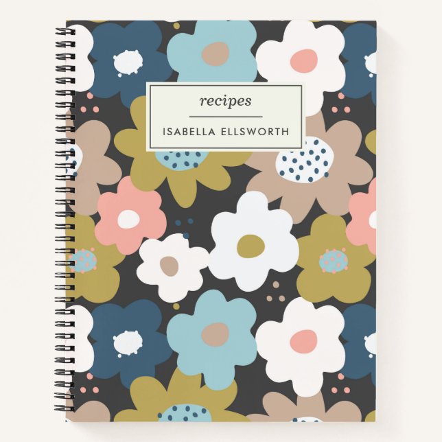 Retro 60er Groovy Floral Blume Personalisiert Reze Notizbuch (Vorderseite)