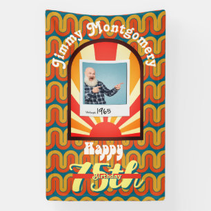 Retro 60er Groovy Wave Custom Foto Geburtstag Banner