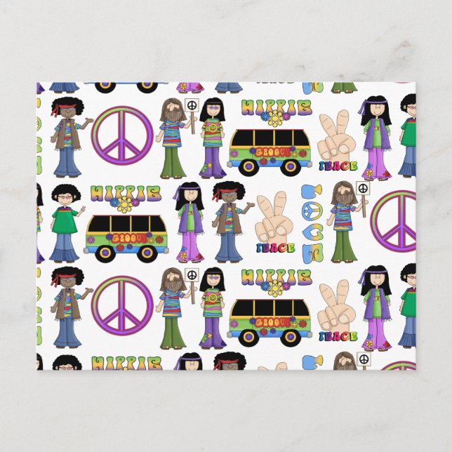 Retro 60er Hippie Liebe Peace Postkarte (Vorderseite)