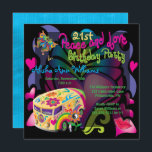 Retro 60er Jahre Frieden und Liebe 21. Geburtstag  Einladung<br><div class="desc">Feiern Sie ihren 21. Geburtstag mit einer "Peace and Liebe Retro" Geburtstagsparty im Hippie-Stil.</div>