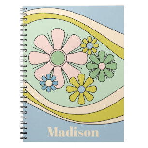 Retro 60er Jahre Groovy Floral Pastell Personalisi Notizblock