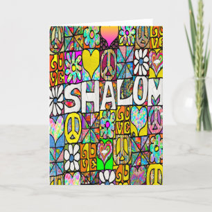 Retro 60er Jahre psychedelische Shalom-Grußkarte Dankeskarte
