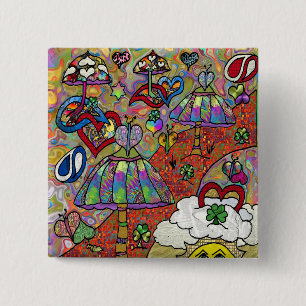 Retro 60er Jahre psychedelischer Magic Mushroom Bu Button