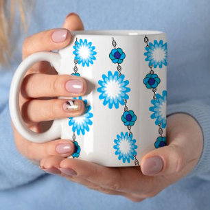 Retro 60er Jahre psychedelisches aqua-blumendesign Kaffeetasse