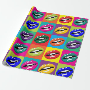 Retro 60er Lips Pop Kultur Geschenkpapier