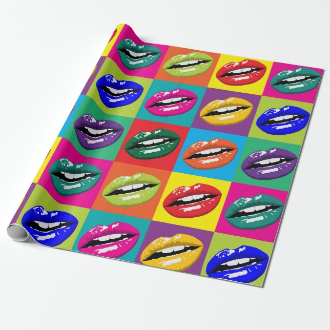 Retro 60er Lips Pop Kultur Geschenkpapier (Ungerollt)