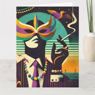 Retro 60er Mardi Gras, der Raucher Karte