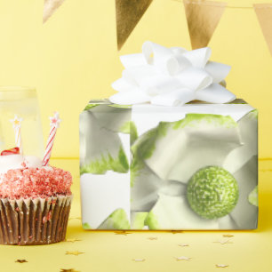 Retro 60er MOD Blume Button Birthday White Green Geschenkpapier
