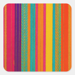 Retro 60er MOD Bright Stripes Quadratischer Aufkleber