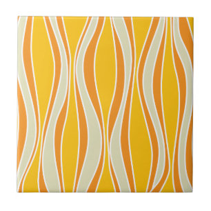 Retro 60er orange Wellenmuster Fliese