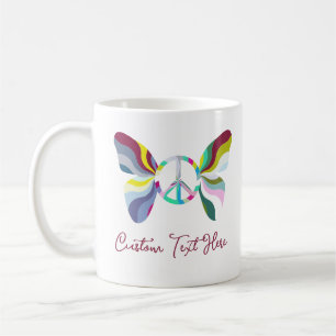Retro 60er Peace Sign Butterfly Regenbogenfarben Kaffeetasse