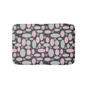 Retro, 60er, Polka Punkte, grau und rosa Badematte