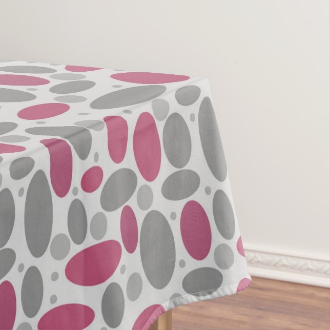 Retro, 60er, Polka Punkte, grau und rosa Tischdecke (Beispiel)