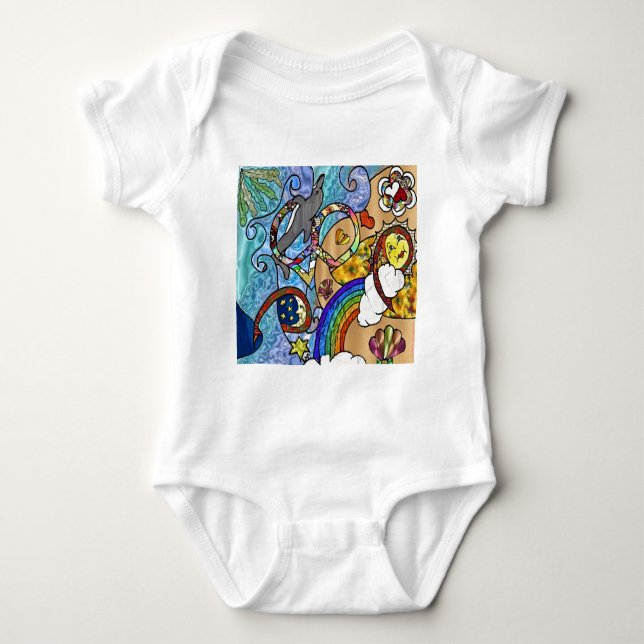 Retro 60er Psychedelic am Strand Geschenke Apparel Baby Strampler (Vorderseite)