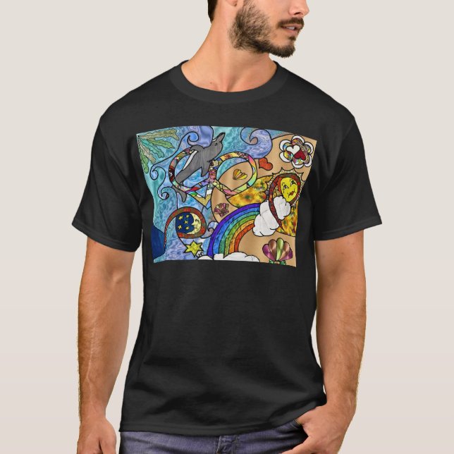 Retro 60er Psychedelic am Strand Geschenke Apparel T-Shirt (Vorderseite)