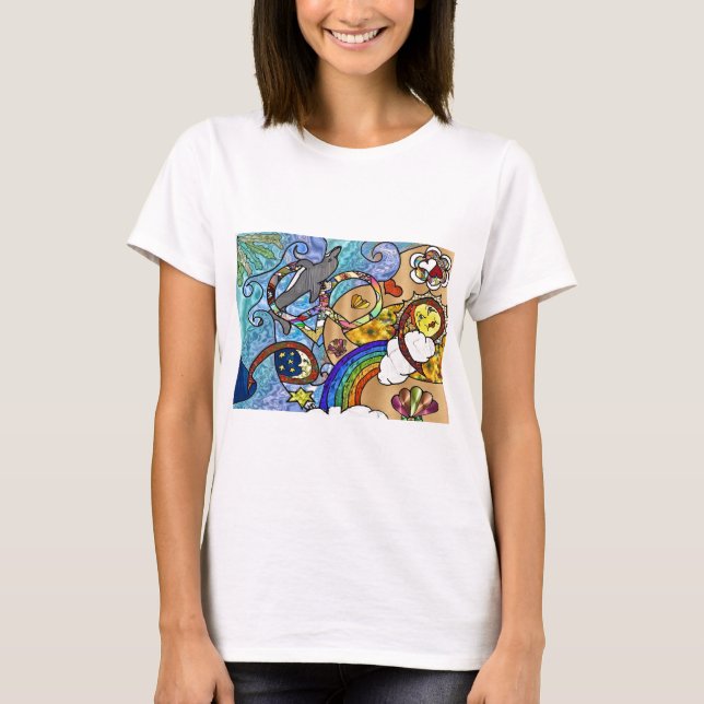 Retro 60er Psychedelic am Strand Geschenke Apparel T-Shirt (Vorderseite)