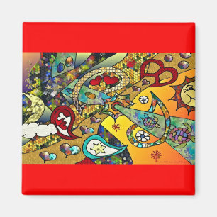 Retro 60er Psychedelic Cycle of Life Geschenke App Magnet
