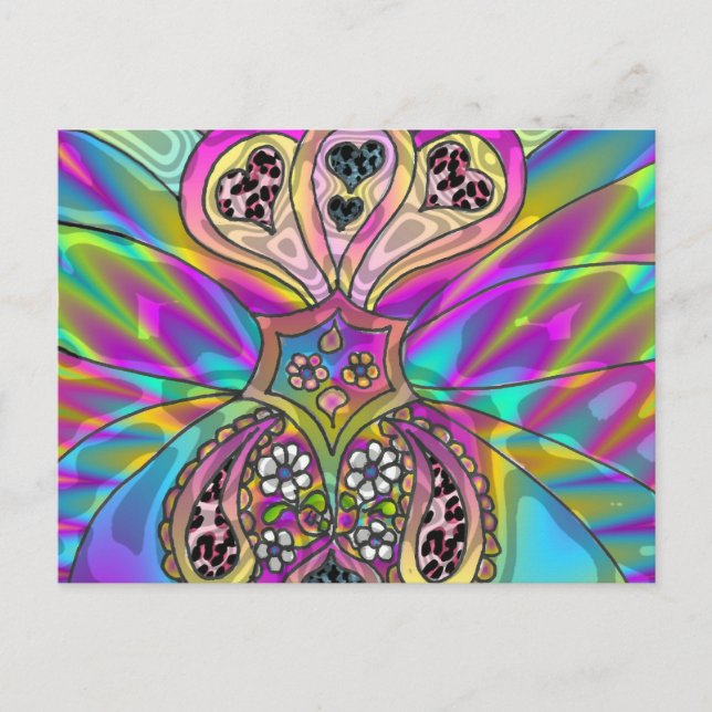 Retro 60er Psychedelic Hearts Blume Geschenke Appa Postkarte (Vorderseite)