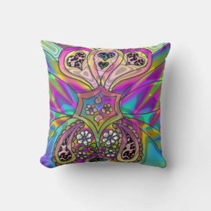 Retro 60er Psychedelic Hearts Blume Kissen Kissen