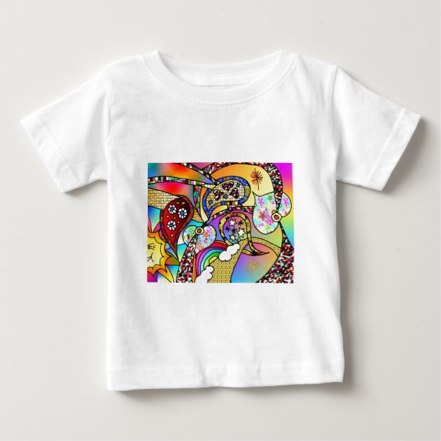 Retro 60er Psychedelic Hearts Paisley Gifts Appare Baby T-shirt (Vorderseite)